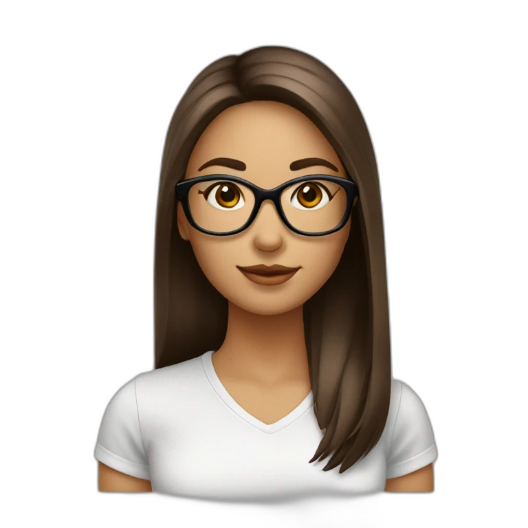 Fille cheveux lisse marron avec des lunette noir emoji