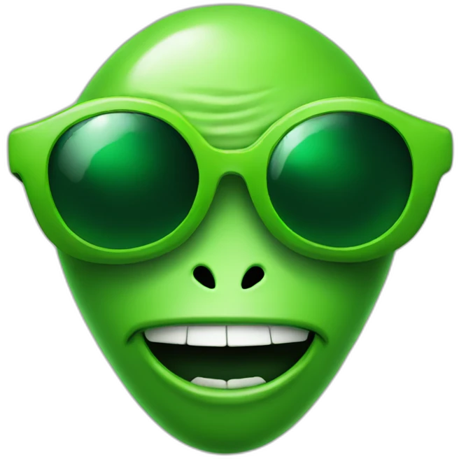 Green cartoon alien with sunglasses  emoji