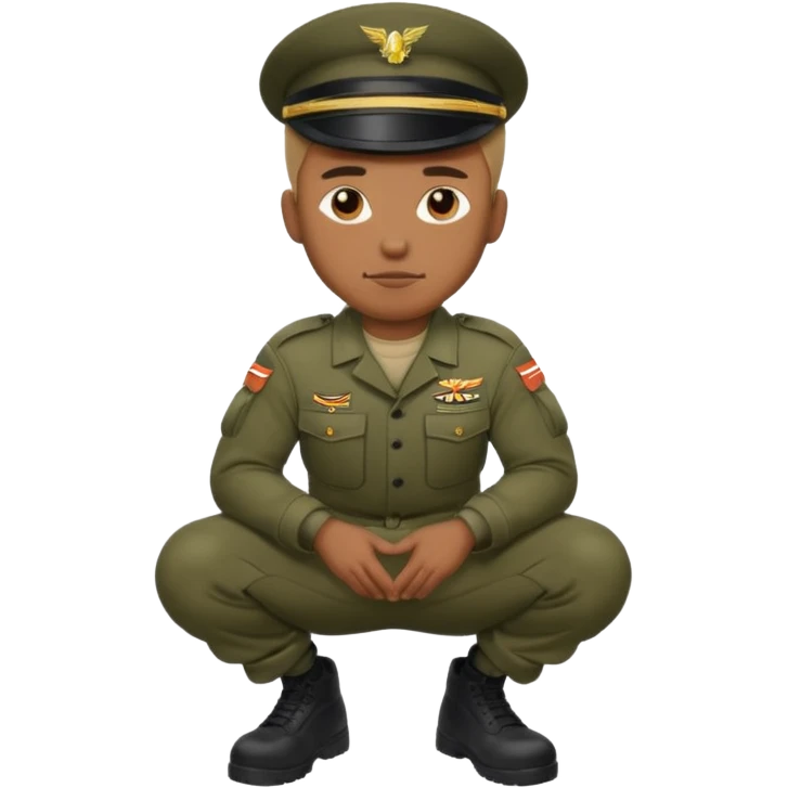 A black man squatting wearing army attire emoji