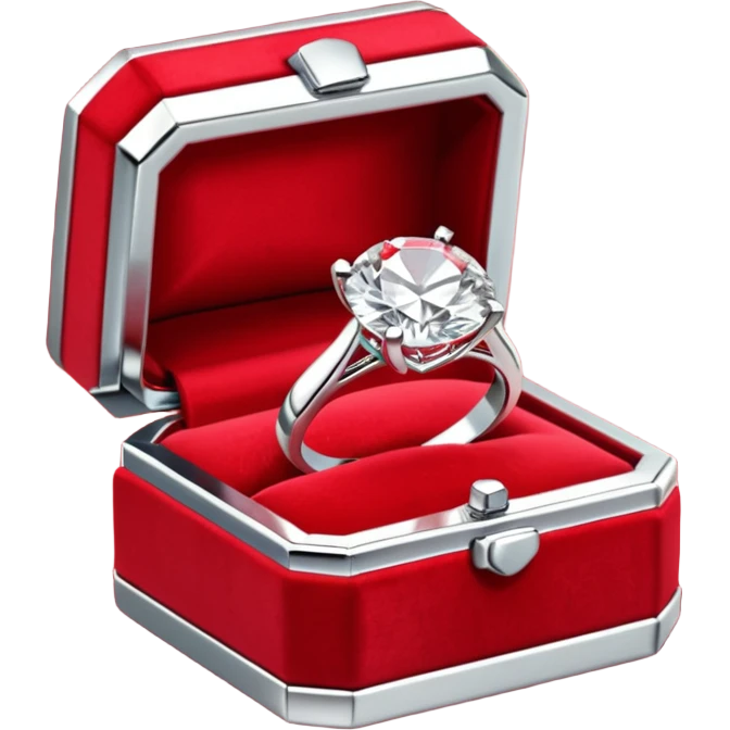 diamond jewelry ring in a red jewelry box emoji