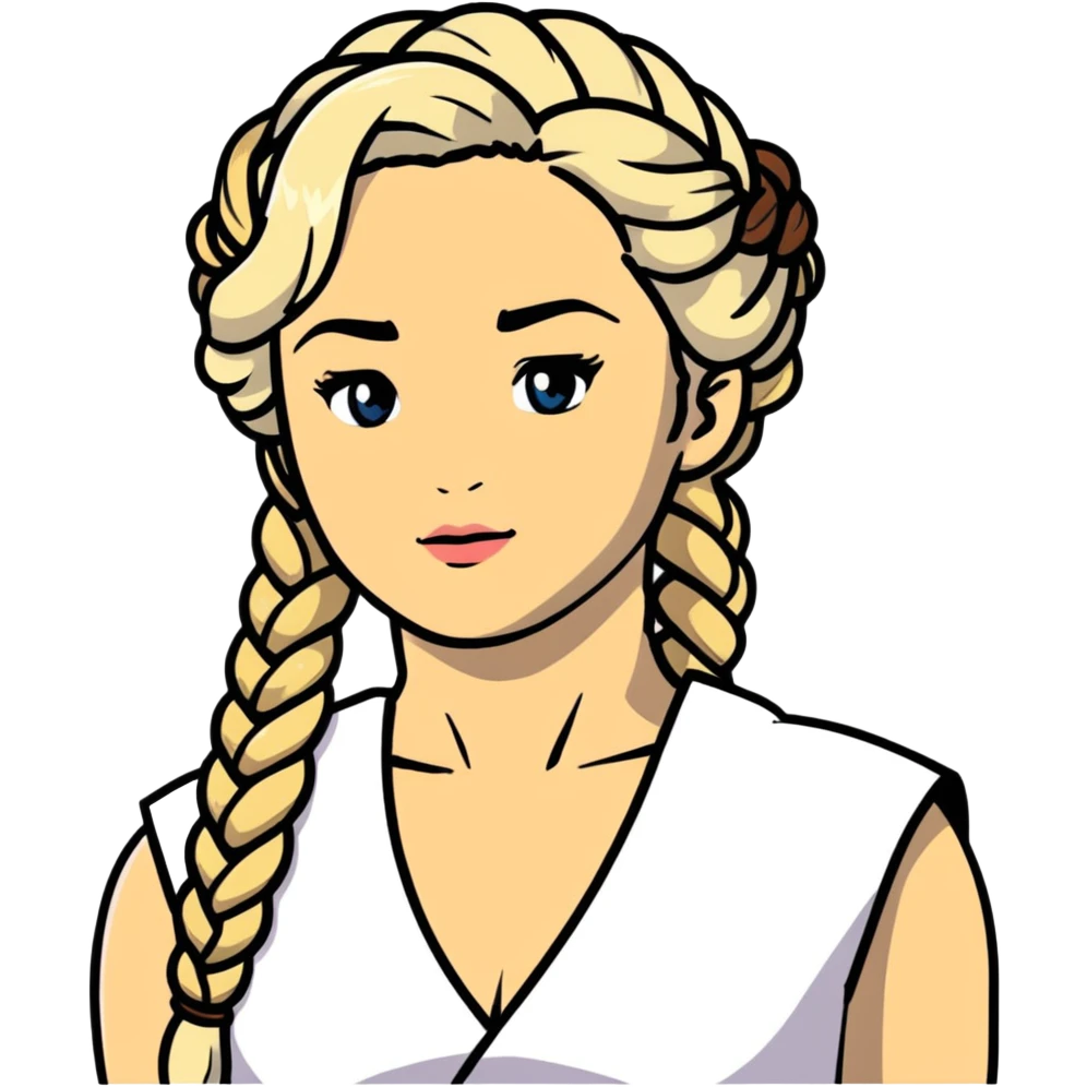 Daenerys Targaryen Game of Thrones character with blonde braided hair, chest up emoji
