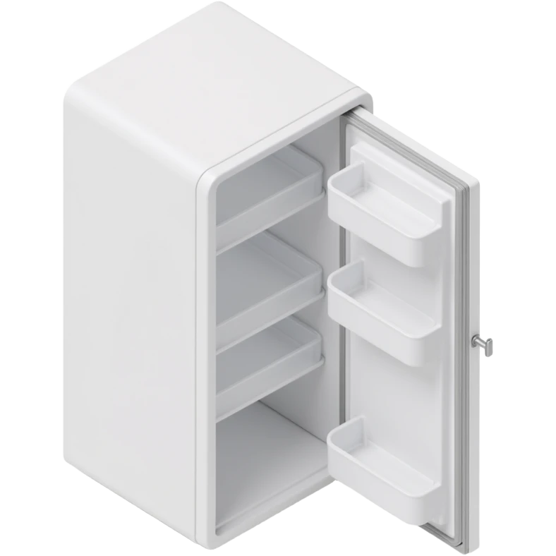 fridge with open door and empty shelfs emoji