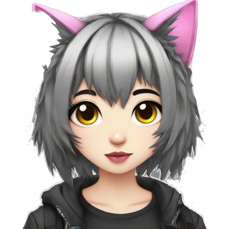 Edgy Kawaii Cute Cool Cartoon Anime Punk Techwear Catgirl emoji