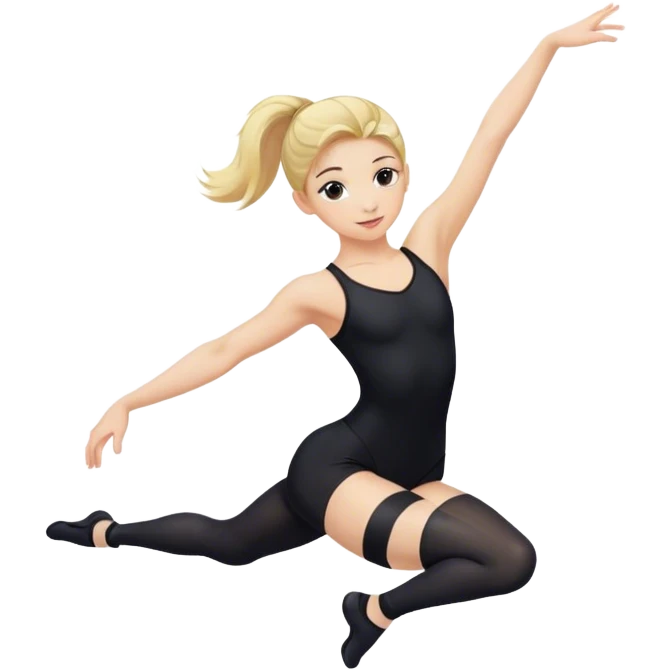  dancer-gymnast with blonde hair in black tights  (kids) emoji