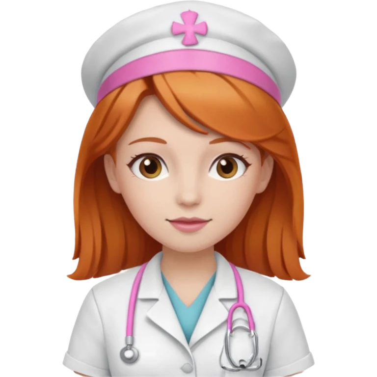 girly nurse with pink accessories and ginger hair emoji