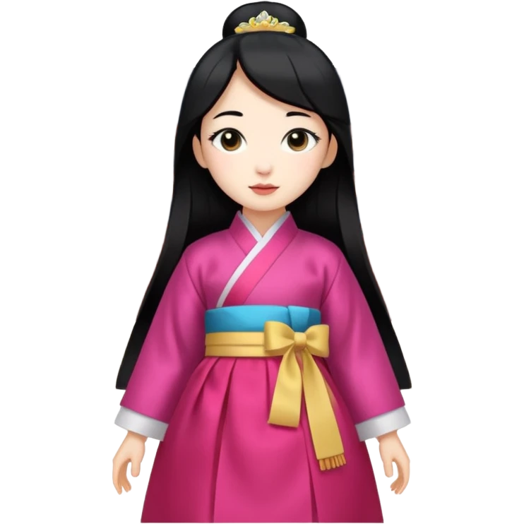 A Korean princess walking around her palace is real, has black hair and a white face emoji