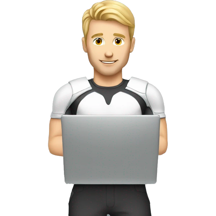 white male cybersportsman with laptop emoji