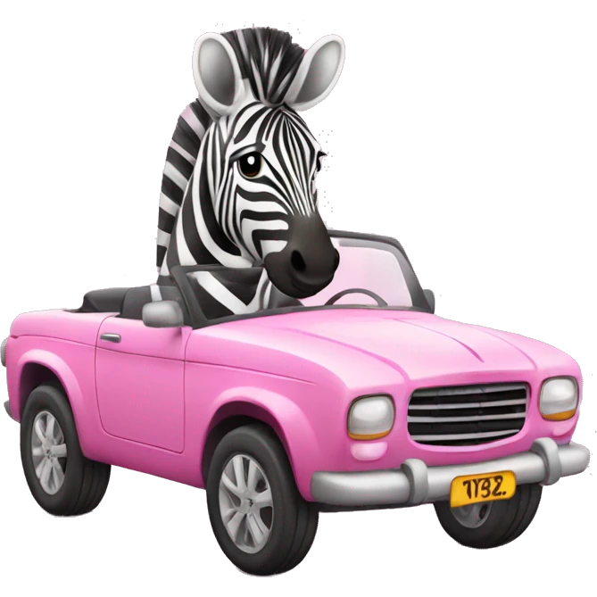zebra at the pink car  emoji