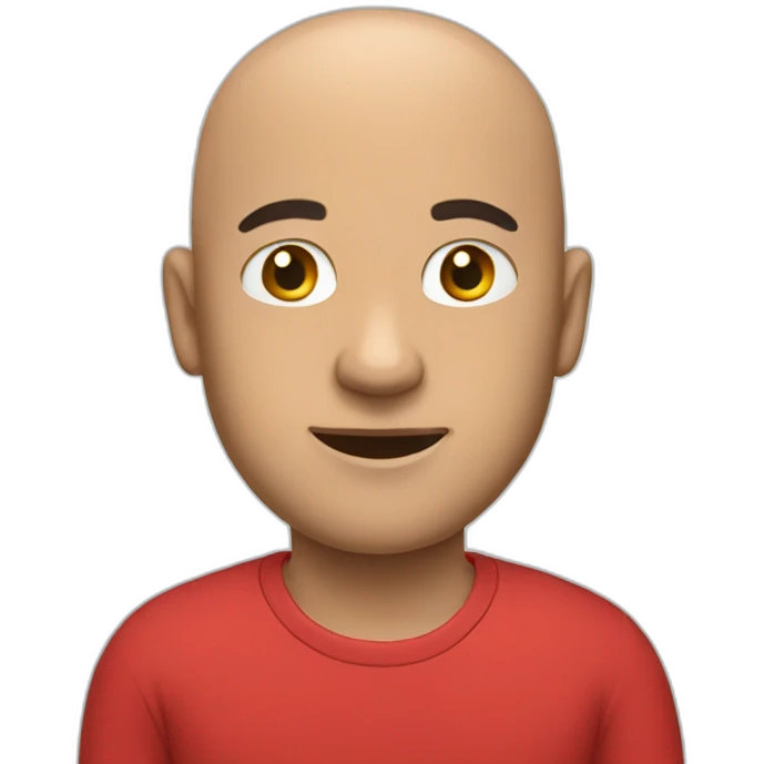 a bald man and red shirt emoji