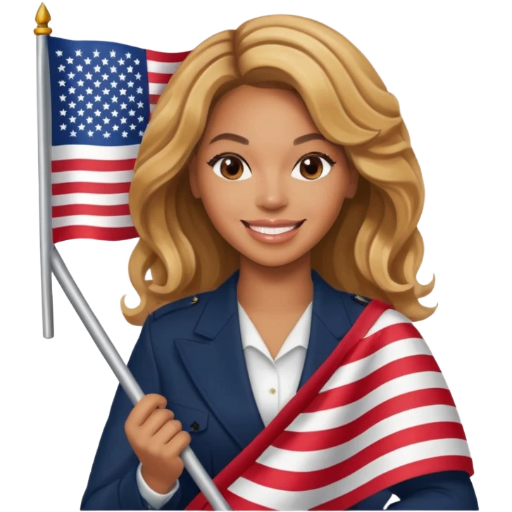 Beyonce with holding  american flag emoji