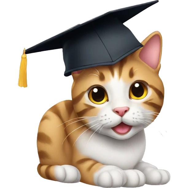 kitty with graduation hat emoji