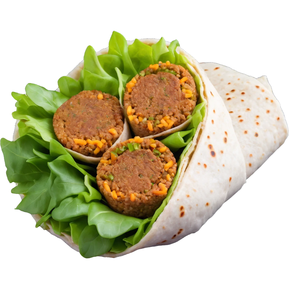 A Turkish wrap with raw bulgur kofte and fresh greens emoji