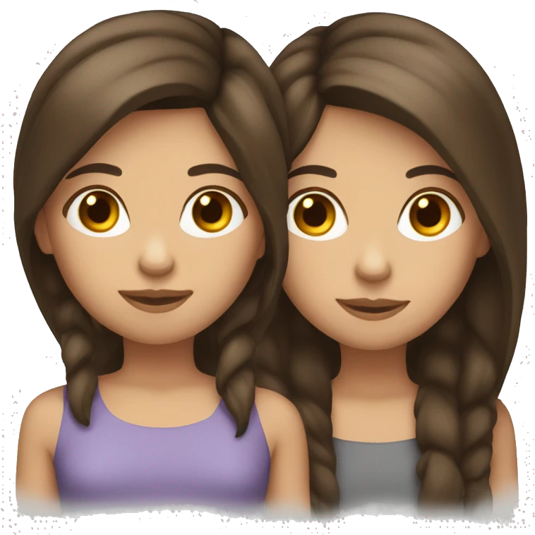 Three medium length brunette hair female friends emoji
