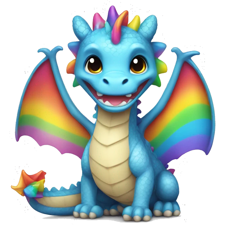 Kawaii dragon with rainbow accessories   emoji