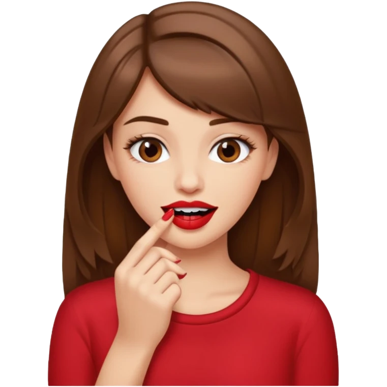 Une fille brune et blanche qui se mord l'ongle avec ses dents comme si elle draguait qqn emoji