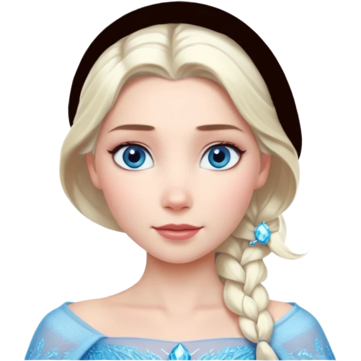 Кинематографический реалистичный портрет Эльзы с реалистичной текстурой кожи, мягким естественным освещением и изящно детализированными платиново-русыми волосами Её  выразительные голубые глаза излучают уверенность, спокойное выражение. Портрет отличается мягким чарующим сиянием с прохладной emoji