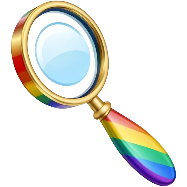 rainbow colored magnifier emoji