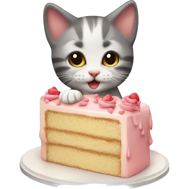 kitten with cake emoji