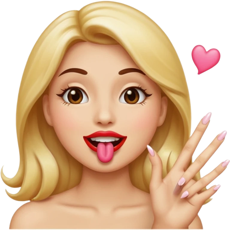 The smiley emoji with nails done. Big lips blowing a kiss emoji