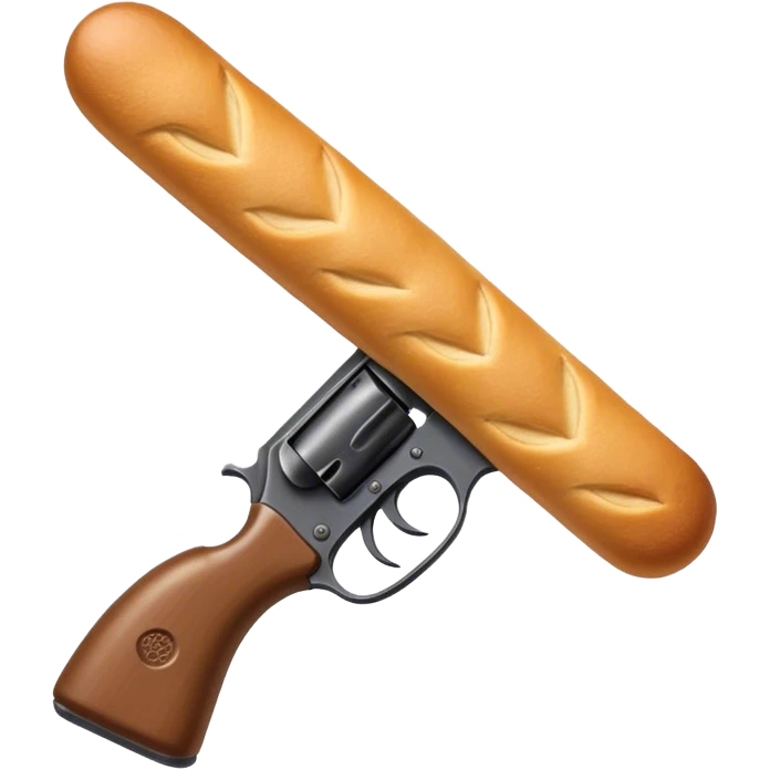 Breadstick holding a gun emoji