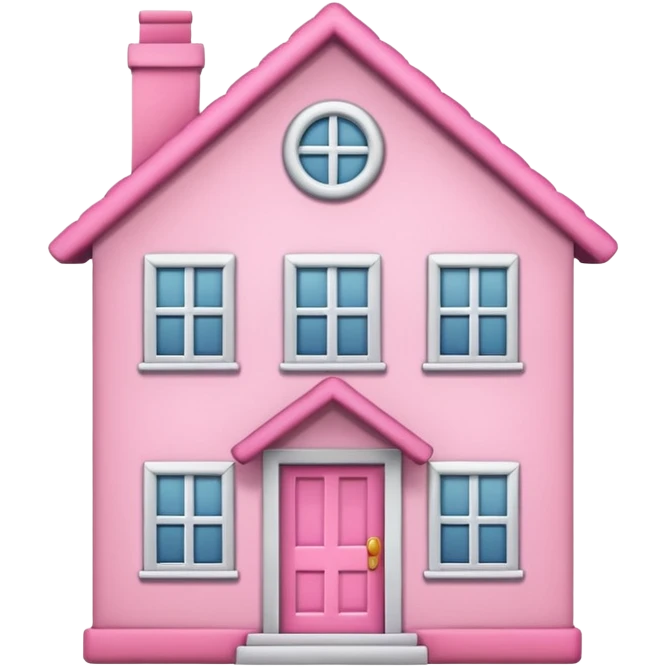 Pretty pink cartoon house a little more realistic like an emoji style  emoji