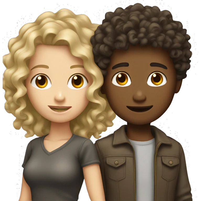 dirty blonde girl with curly brunette boy  emoji