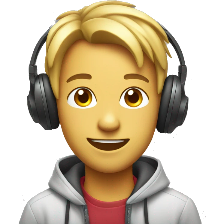 Smiling emoji wearing headphones emoji