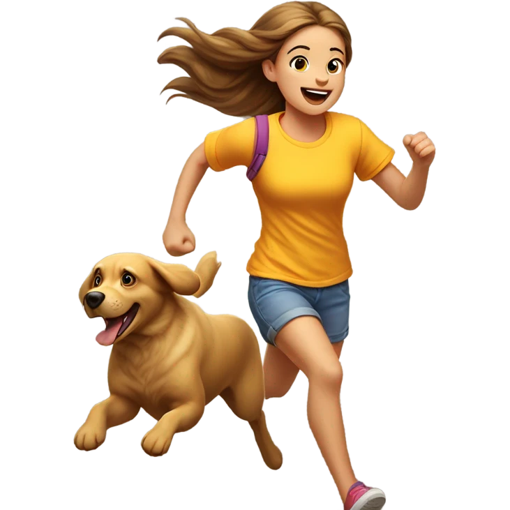girl running away from dog emoji