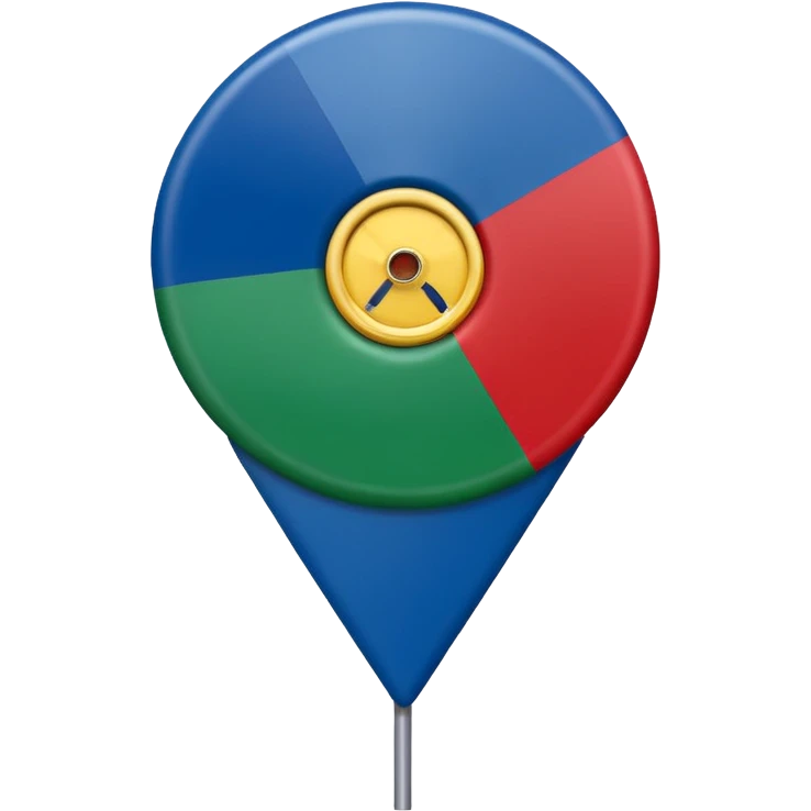 Emoji drapeau moitié à la verticale bleu en haut vert en bas avec une roue rouge au millieu  roue en plein millieu du drapeau bleu à la. Moitié de en heut et vert à la moitié de en bas emoji