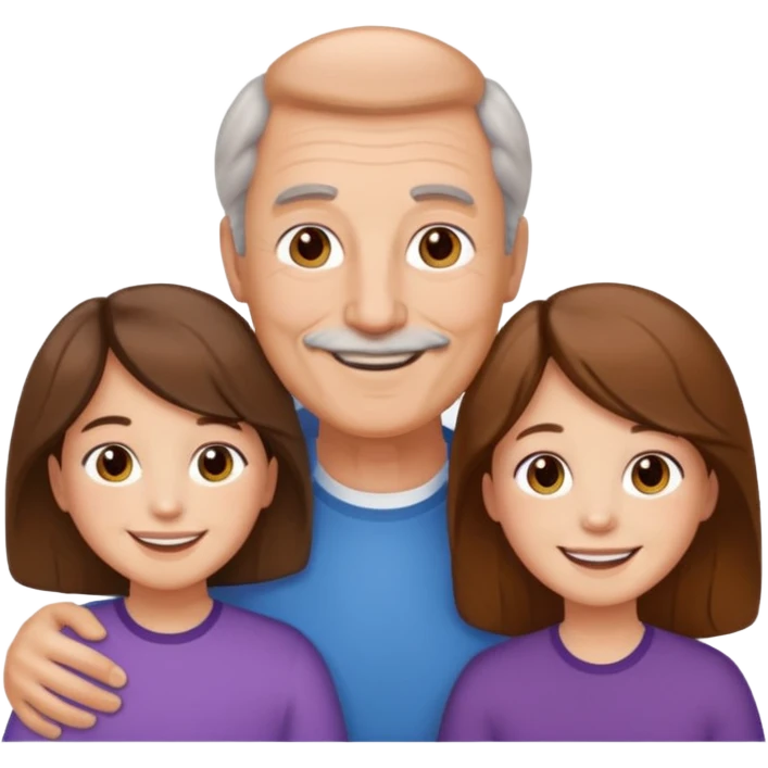 Papa solo avec ses deux filles et son fils emoji