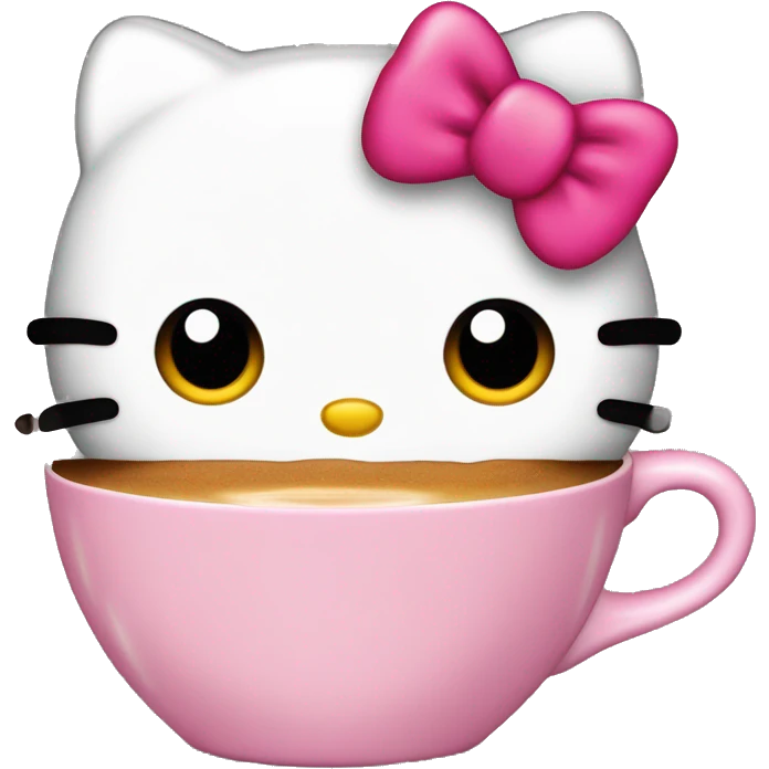 hello kitty com copo de café emoji