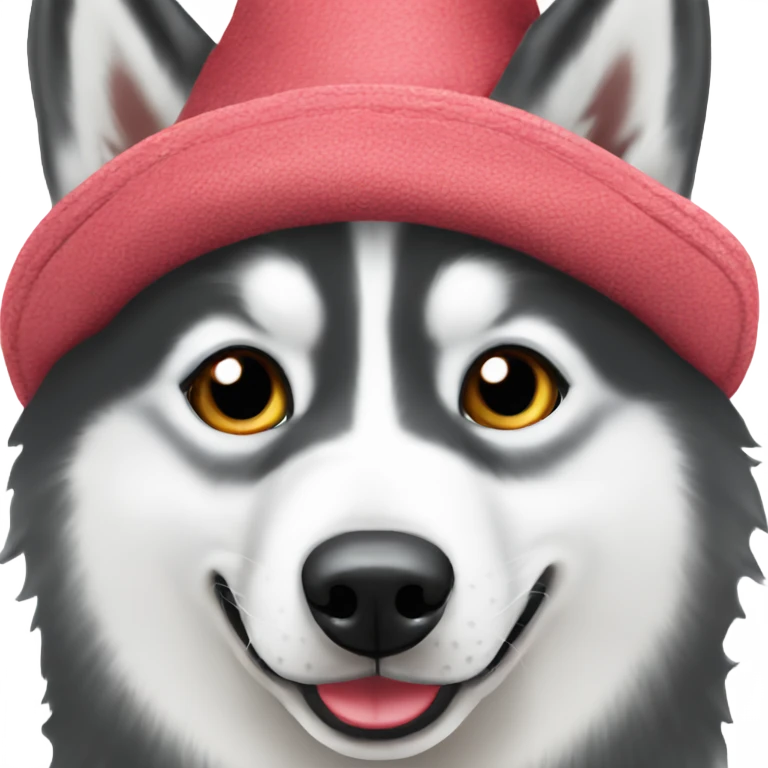 Siberian husky wearing hat emoji