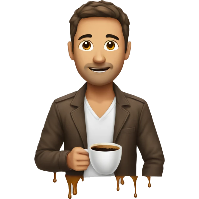 Man with coffee stain on his shirt emoji