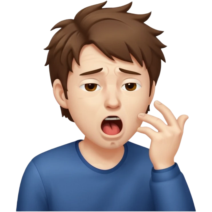 Weak man with disheveled hair yawning emoji