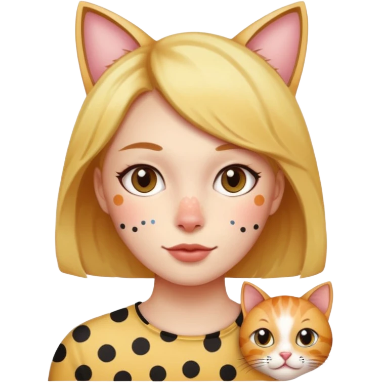 polka dots human body and cat face emoji