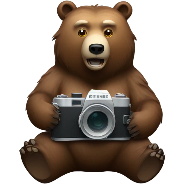 Grizzly bear eith camera emoji