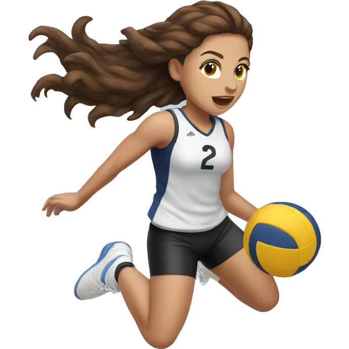Volleyball jump brown hair girl emoji