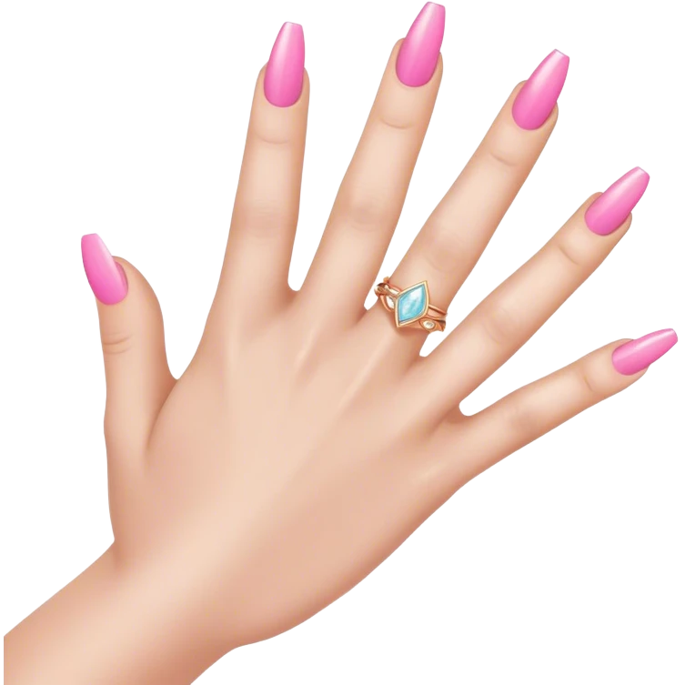 Un doigt qui pointe vers la droite on voit uniquement la main qui porte du vernis rose et des bagues aux doigt  emoji