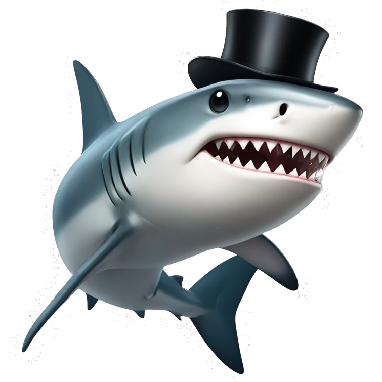 Shark with a top hat emoji