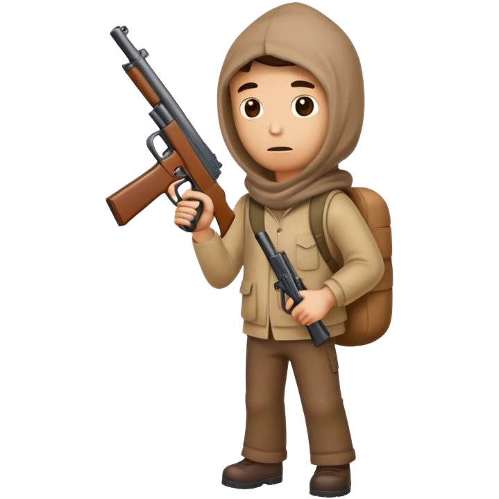 cartoon man with sack over head carrying a toy gun full body emoji