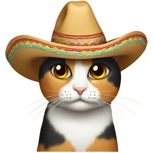 Calico cat with sombrero emoji
