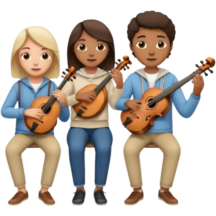 Create an imagine of three people playing string instruments emoji
