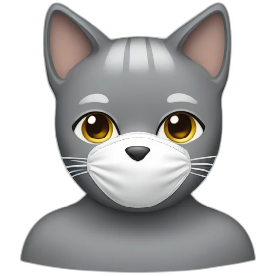 Gray cat with face mask emoji
