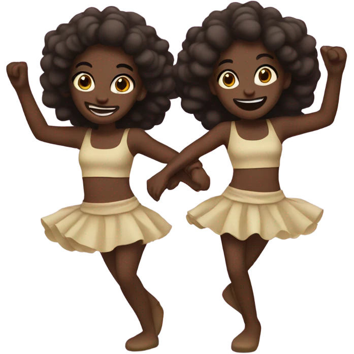 dark brown skin dancing twins  emoji