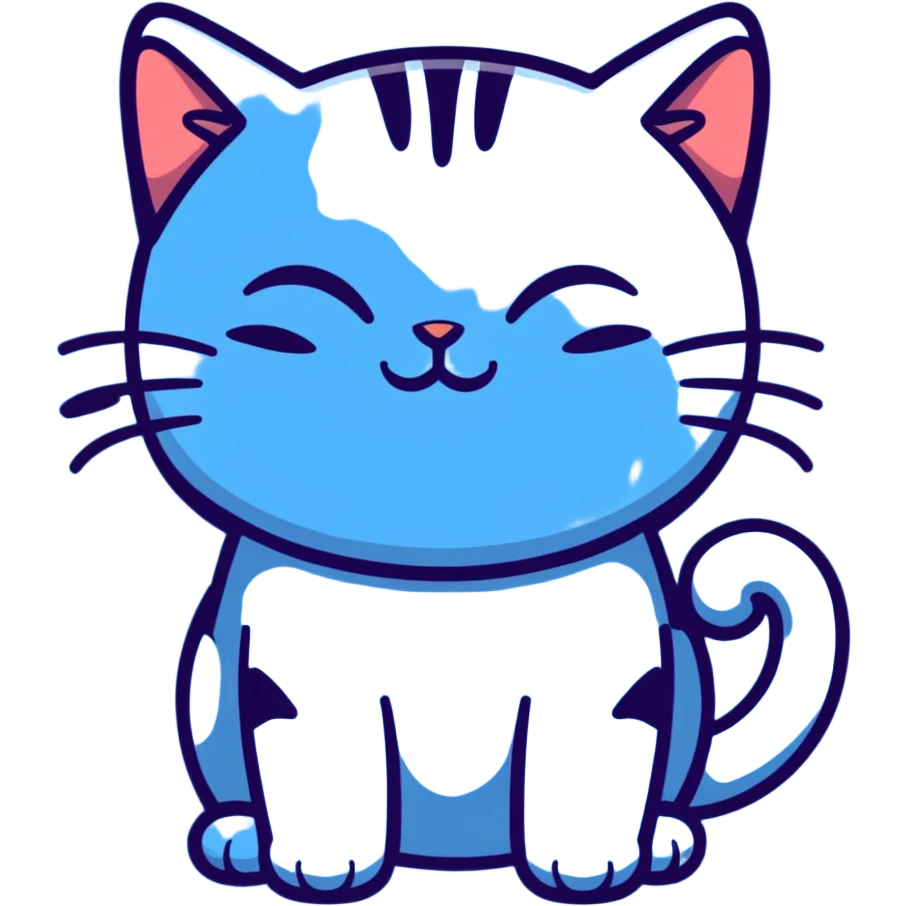 A blue cat whis Zzz  emoji