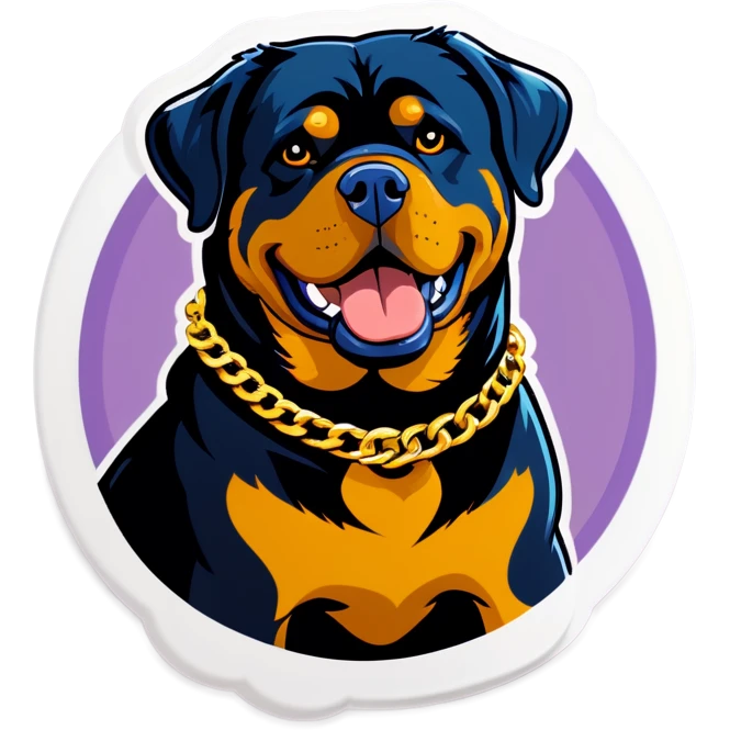 Rottweiler wearing big gold chain emoji