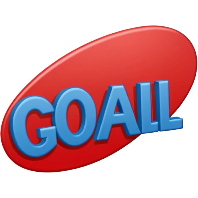 Word “Goal” sign comic style blue (#00A3E0) and red (#F9423A)  emoji