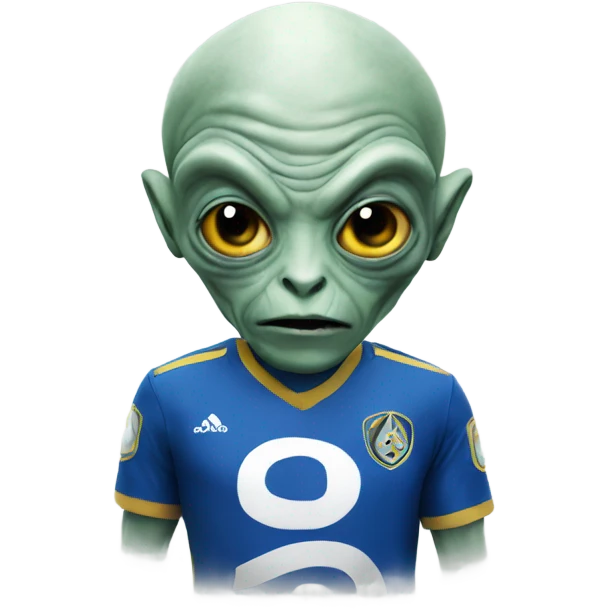 Alien wearing a Leeds united top emoji