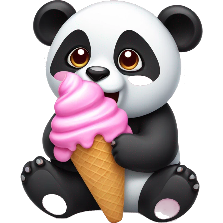 Panda eating pink ice cream  emoji
