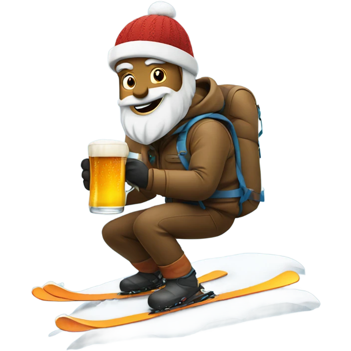 Man snow skiing with beer in hand emoji